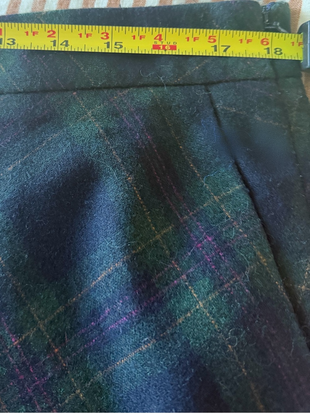 Boden Hayley Wool Blend Slip Skirt -Navy And Green Check - Picture 8 of 10